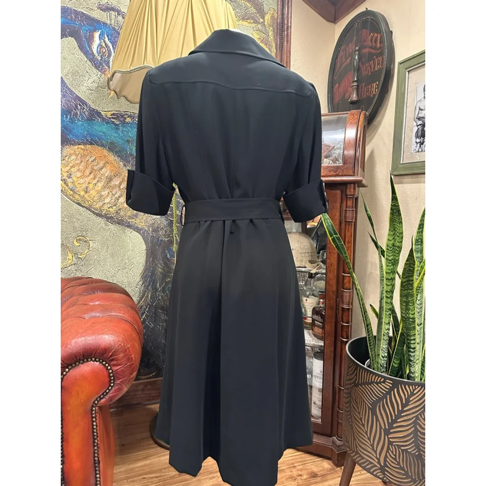 Talbots Black Petite Trench Coat Women's 12 Petite - Picture 4 of 11